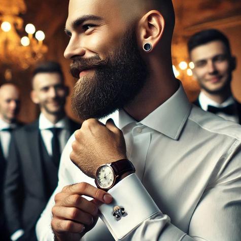 Bearded Groom Meeple Cufflink (Single Cufflink) - main image