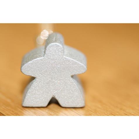 Metallic Silver Meeple Cufflinks - main image