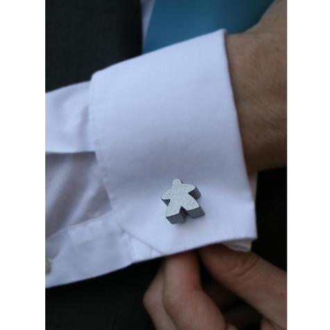 Metallic Silver Meeple Cufflinks - main image