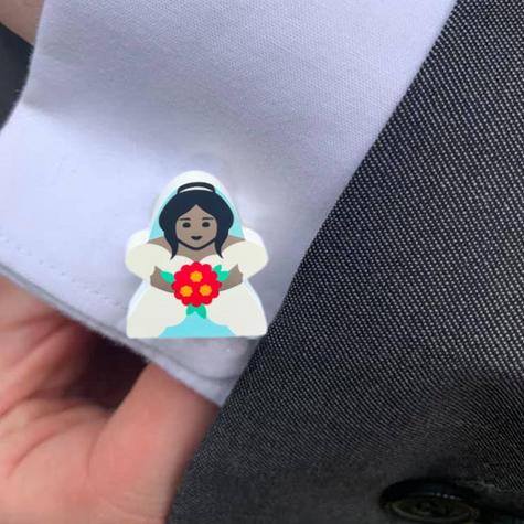 Bride of Colour Meeple Cufflinks - Red Flowers (Single Cufflink) - main image