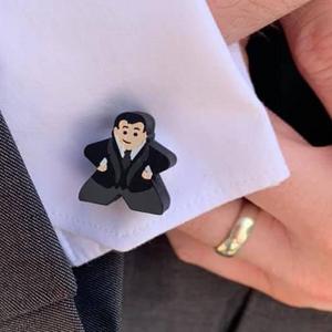 Next product: Dark-Haired Groom Meeple Cufflink (Single Cufflink)