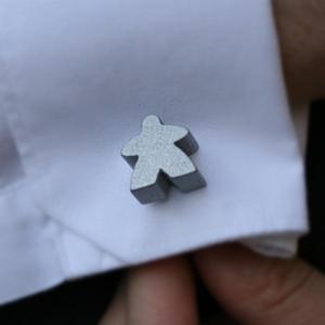 Metallic Silver Meeple Cufflinks